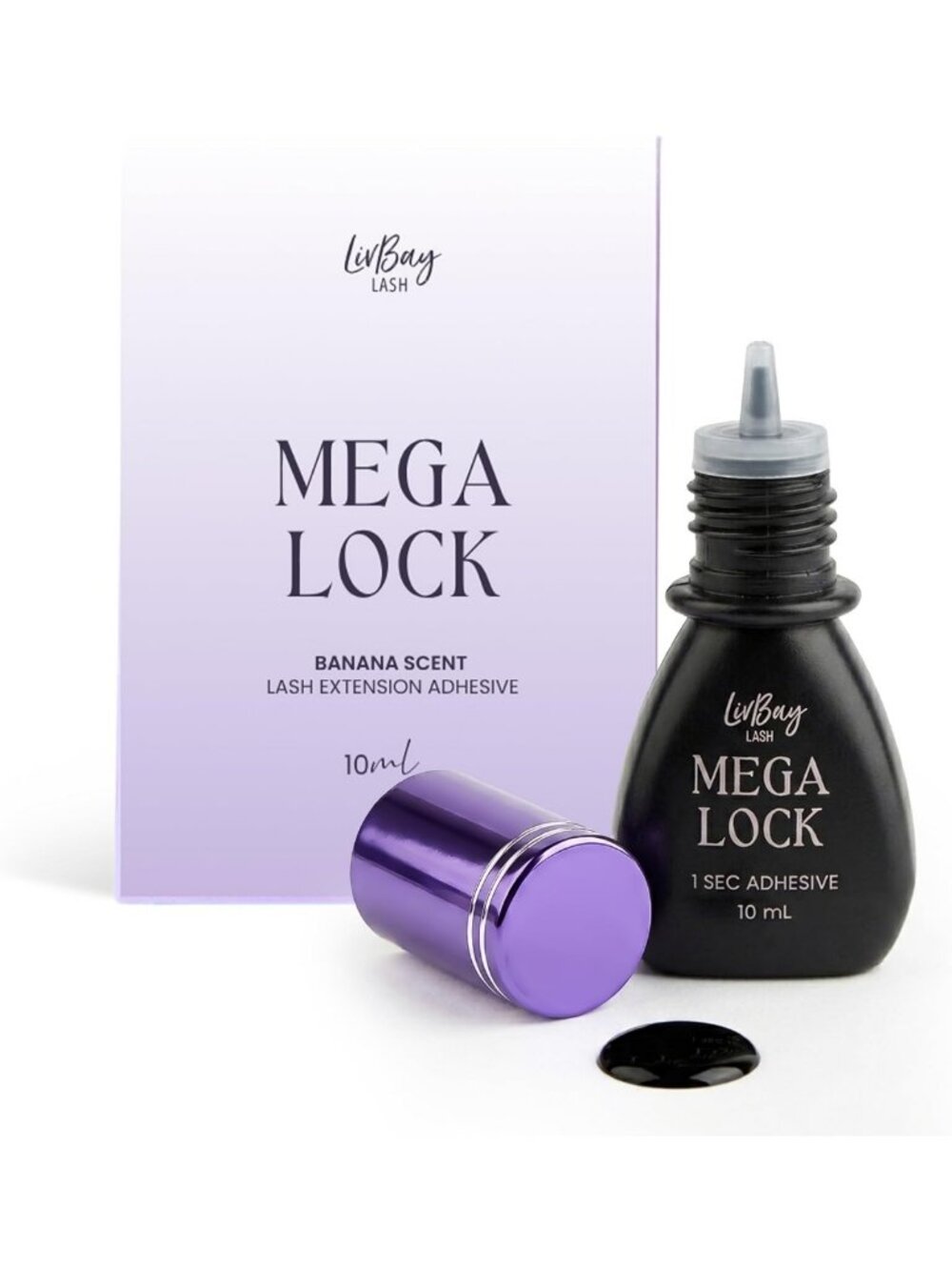 Black Mega Lock Lash Glue - Long-Lasting, Banana Scent, 10 mL for Eyelash